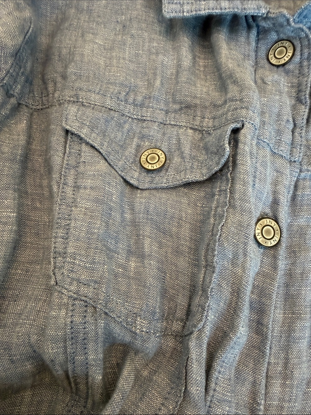 JNY Jones New York 100% Linen Light Blue Jean Style Jacket Plus Size 3x - Picture 10 of 13